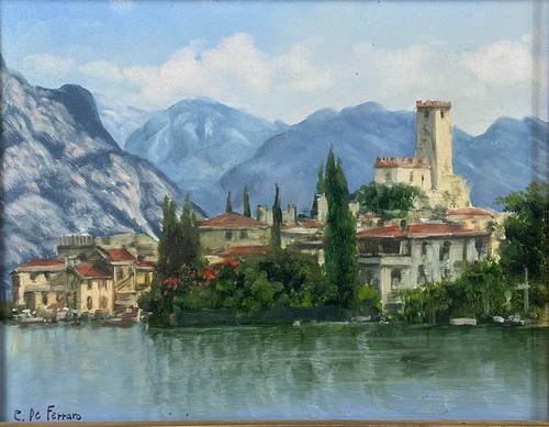 ölgemälde gardasee malcesine - gardasee,
