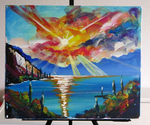 Lake garda painting italian - painting,
